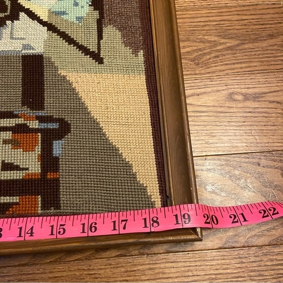 Vintage framed embroidered‎ wall art  work - Picture 11 of 15
